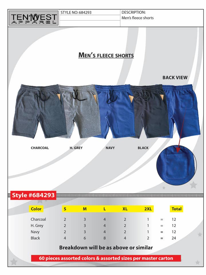 Shorts basiques en molleton pour homme pour la vente par Ten West Apparel