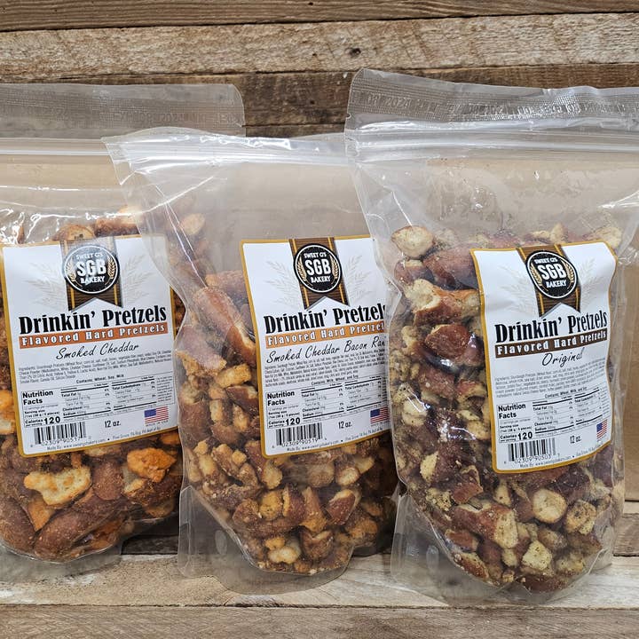 Assortiment #P-4 Bretzels Durs Aromatisés (30 sacs de 12 oz) pour la vente par Sweet G's Bakery - Drinkin’ Pretzels™