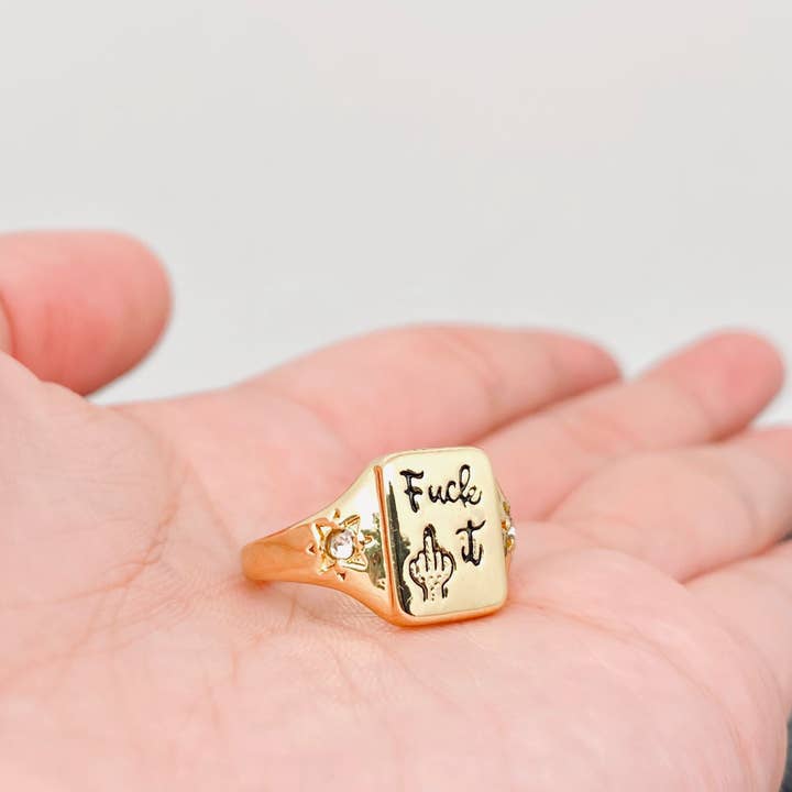 Mio Queena - Wholesale Cocktail/Statement Ring - 'Fuck it' Square Ring