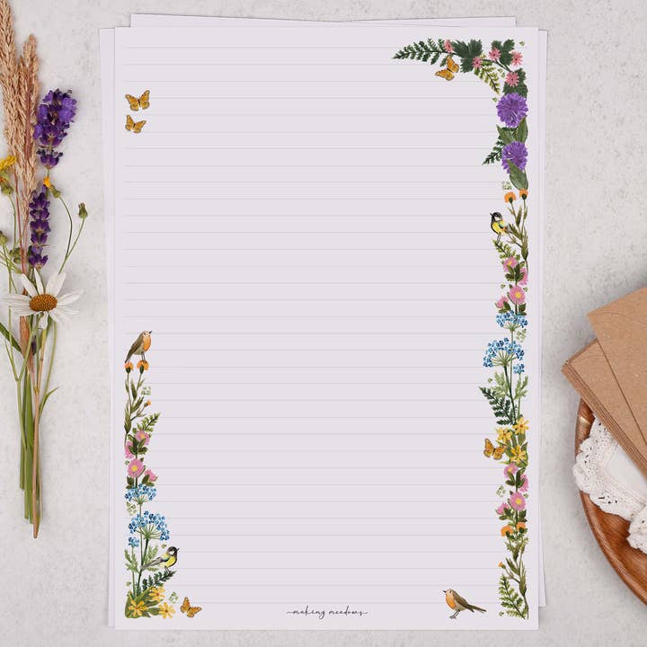 A4 writing paper with a wild meadow flower | Letter Paper for wholesale by Making Meadows Ltd