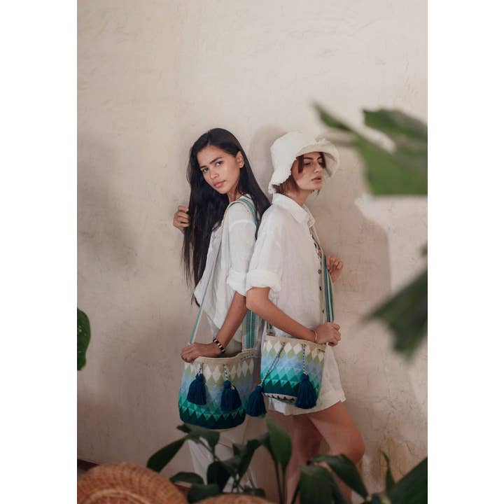 Lombia + Co. - Wholesale Crossbody Bag - Women's - Traditional Best-Selling WAYUU Bag (Peacock Size L)7