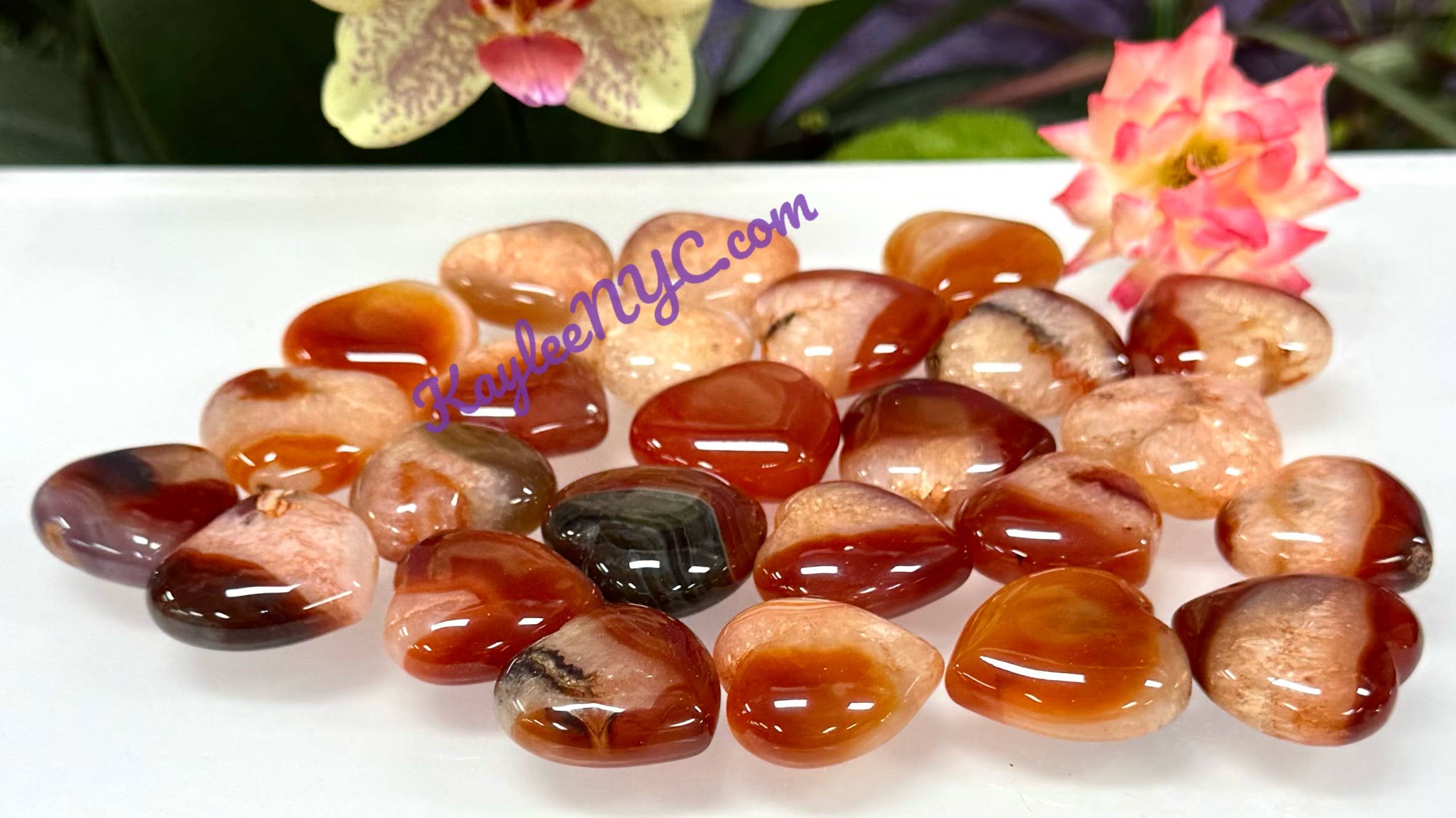 KayleeNYC - Wholesale Spiritual Stone/Crystal - 1 lb 1” Natural Carnelian Heart Crystal Healing Energy1