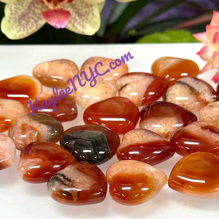 KayleeNYC - Wholesale Spiritual Stone/Crystal - 1 lb 1” Natural Carnelian Heart Crystal Healing Energy1