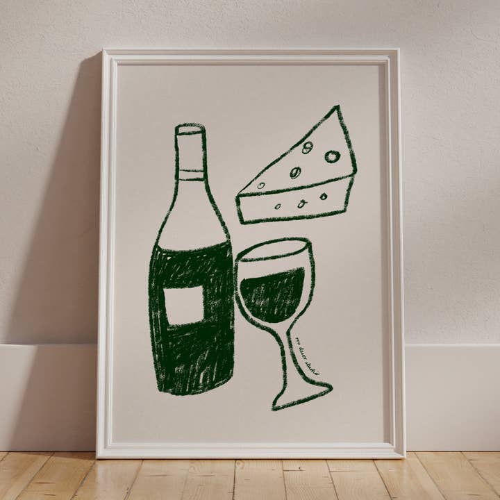 Wine & Cheese Print for wholesale by RM Decor Studio