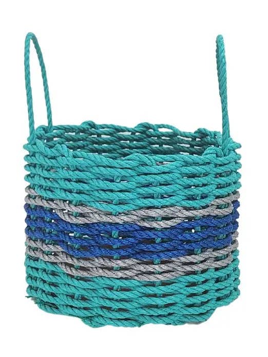 Autentisk Maine Hummer Rope förvaringskorg Teal och blå wi för wholesale av Little Salty Rope