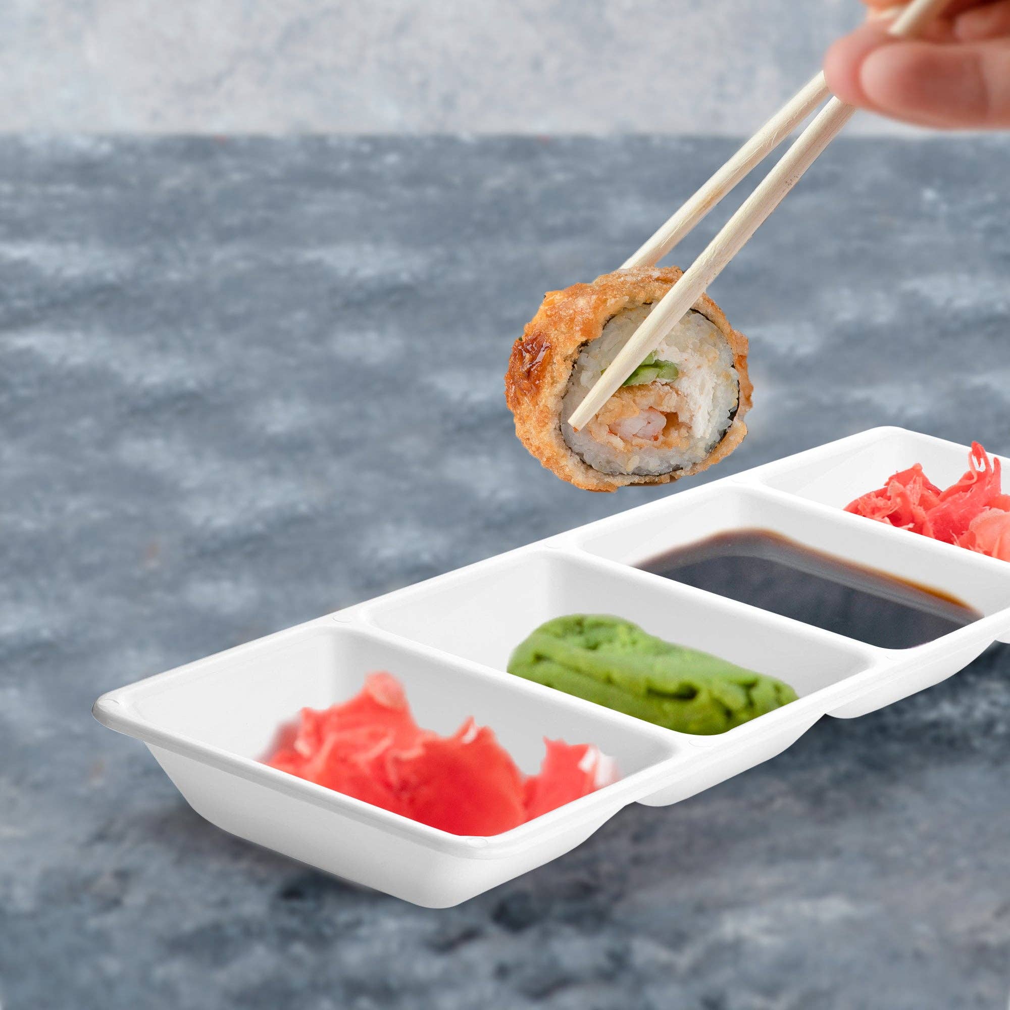 Smarty had a Party - Wholesale Serving Tray - 16" x 5" White 4-Section Rectangular Plastic Trays - 3 pcs7