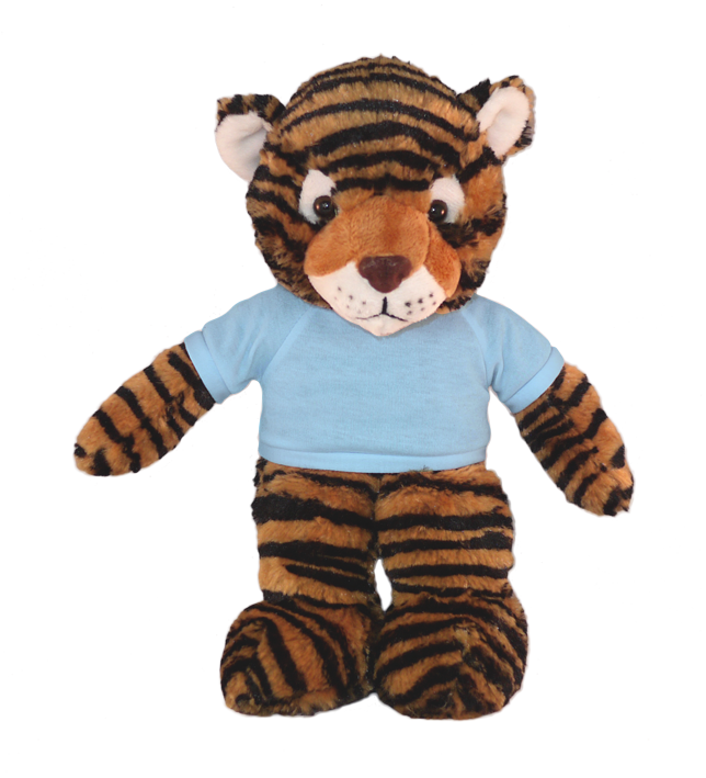 Plushland - Vendita all'ingrosso Peluche - Bambini e neonati - Peluche Floppy Tiger con maglietta personalizzata 12"0