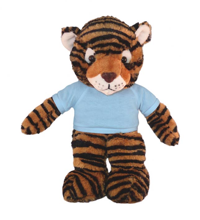 Plushland - Vendita all'ingrosso Peluche - Bambini e neonati - Peluche Floppy Tiger con maglietta personalizzata 12"