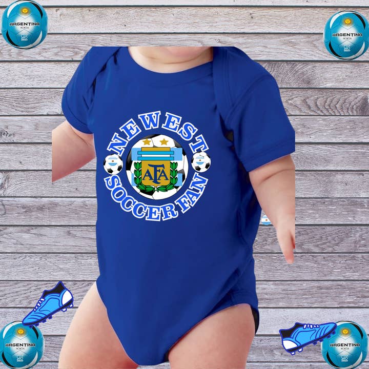 Argentina Personalize New Soccer Fan Baby Bodysuit Romper for wholesale by Worldwide Souvenir Mart