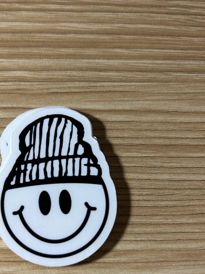 Smiley beanie sticker / Skate shop / lifestyle brands for wholesale by Christina iDesigns
