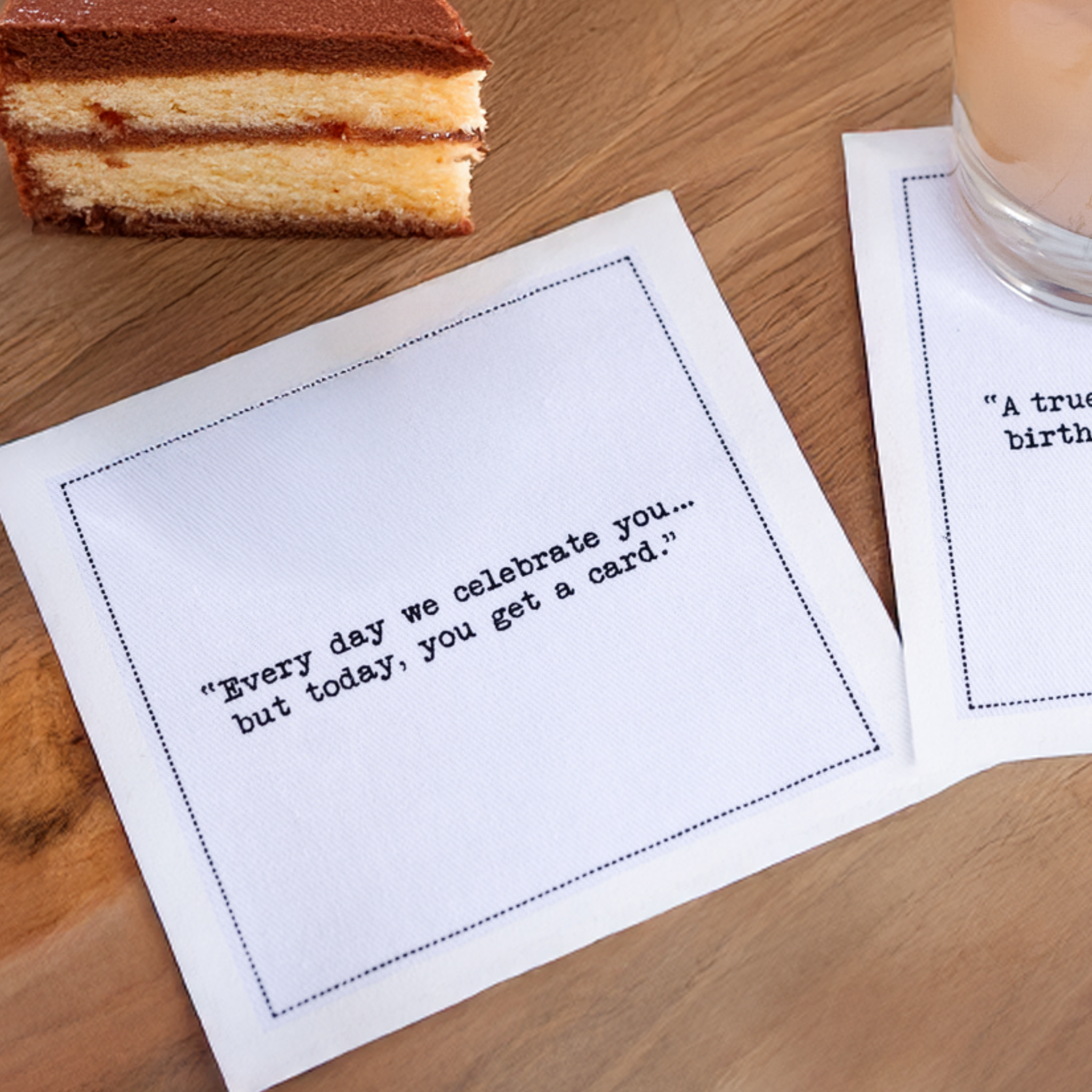 Five Star Napkins Inc. - Wholesale Disposable Napkin - Birthday Quotes  - White Cotton Cocktail Napkins 50x5