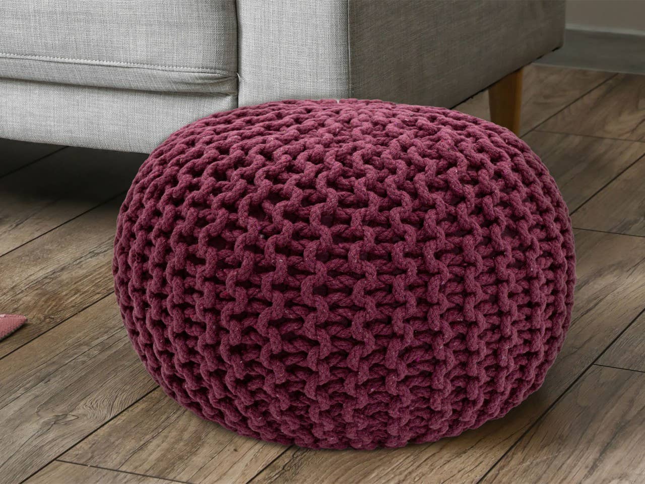 Voglrieder - Wholesale Pouf - Pouf, diameter 55 cm, knitted stool, pouf, pouf, floor cushion, large65