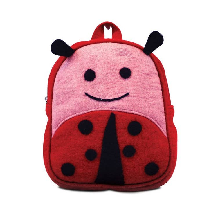 Lady Bug Face Felted Backpack for wholesale by BNB Crafts Inc.