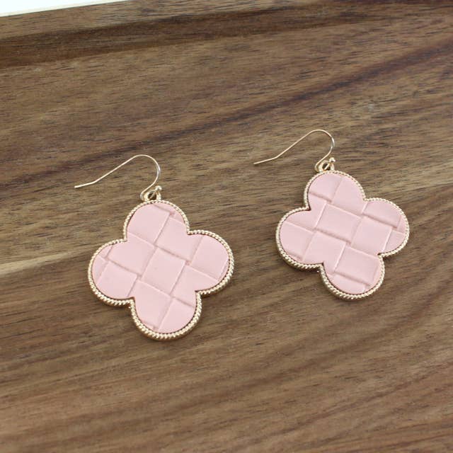 Pretty Persuasions - Wholesale Dangle Earrings - E23157 Faux Leather Clover-Shape Earrings0