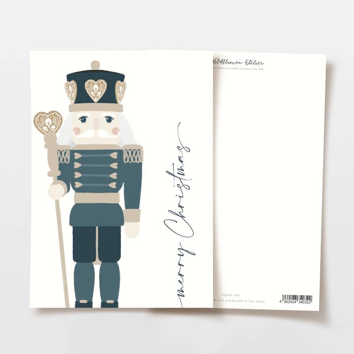 Biglietto di Natale merry Christmas Schiaccianoci, carta FSC per la vendita all'ingrosso da parte di Wildblumen Atelier