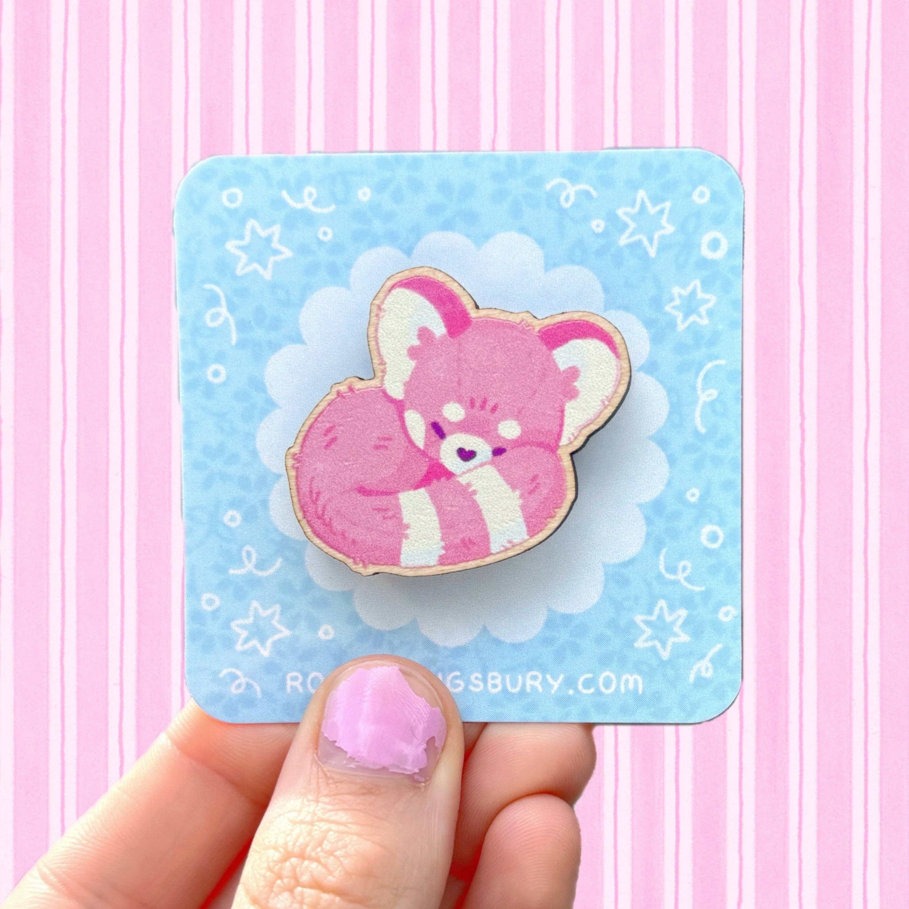 Rowan Kingsbury - Wholesale Lapel Pin/Button - Red Panda Wooden Pin0