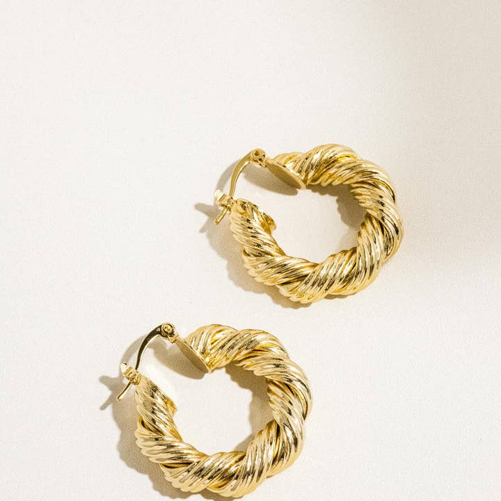 Isla 18K Gold Classic Bold Twisted Hoop Earring for wholesale on Faire