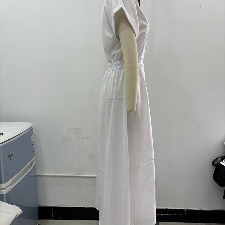 Marayn – wholesale Dress – Women's – Spring Linen Blend Midi Shirt Dress Chic Global Style6