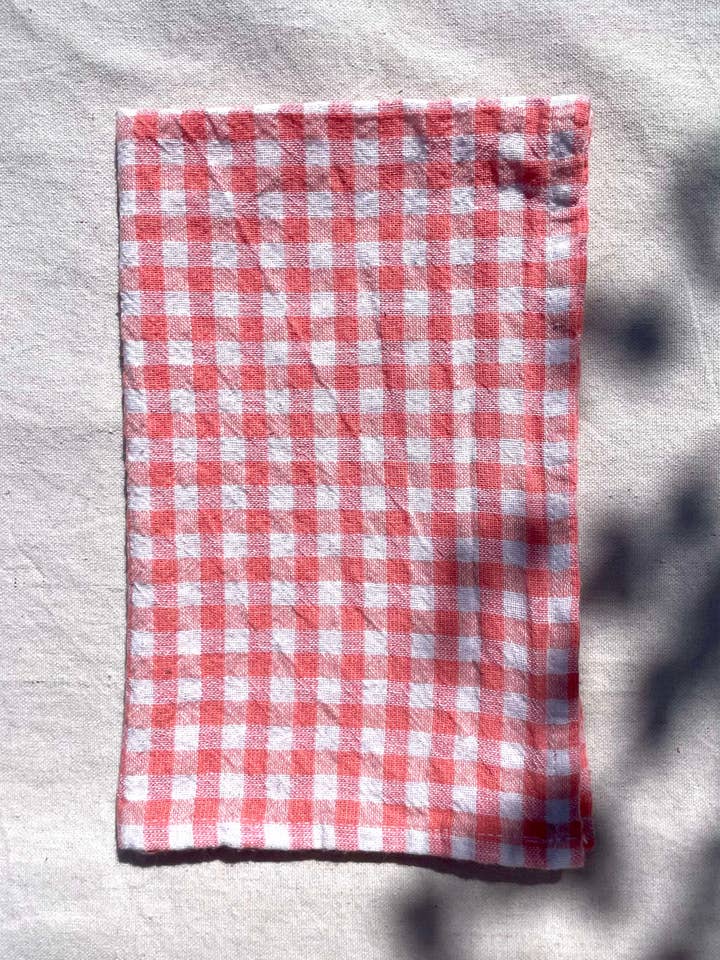 Madras Checks - Asciugamani in lino e cotone biologico - Rosa pesca per la vendita all'ingrosso da parte di Parekh Bugbee