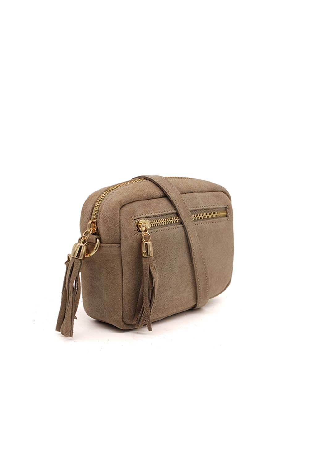 Ellas Trading – wholesale Crossbody bag – Women's – Casual Italian Genuine Suede Crossbody Bag with Tassel Zippe9