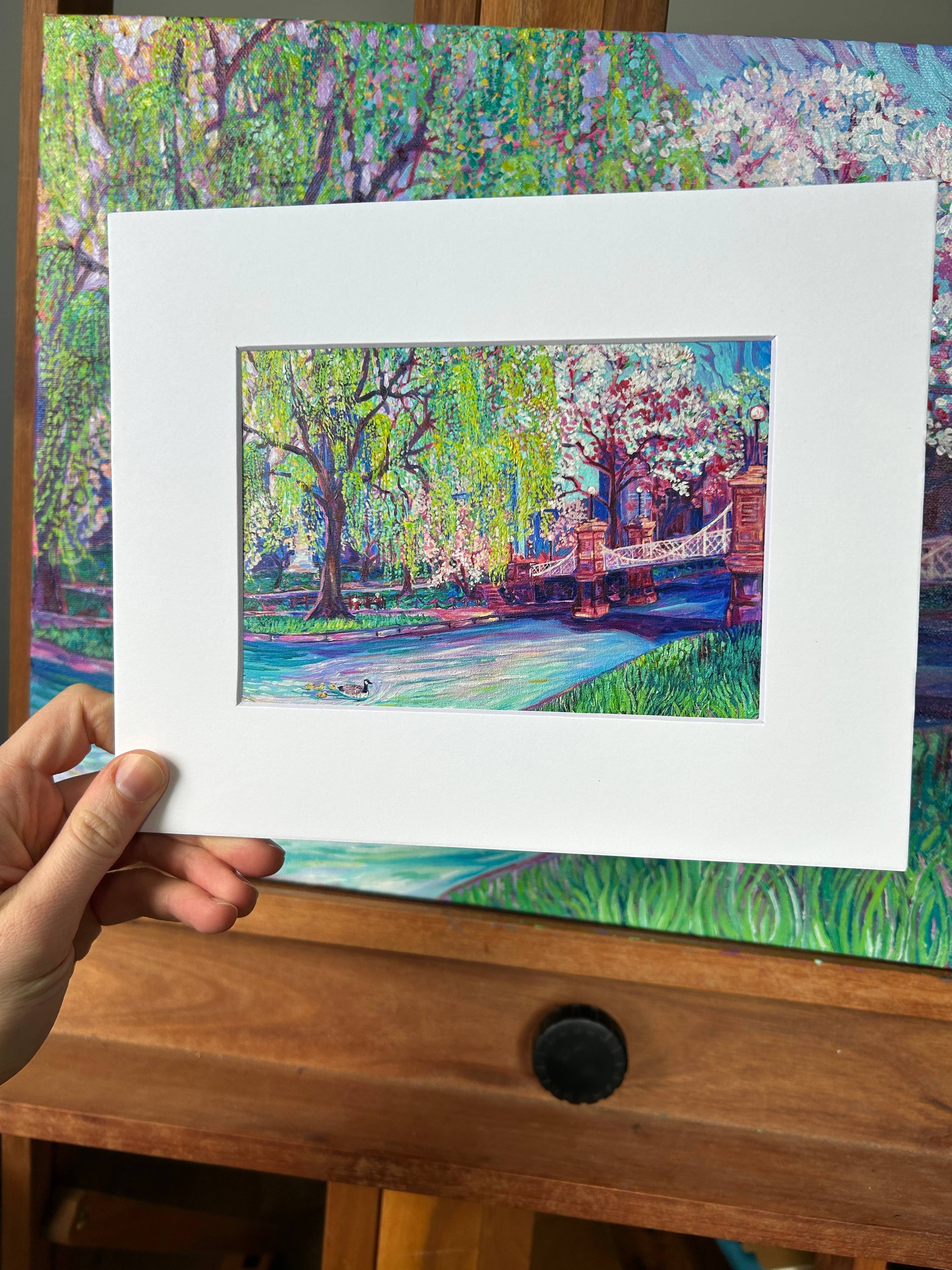 Ally Bartoszewicz Art - Wholesale Art Print - "Hello Again, Boston" 5x7 print with 8x10 mat- Public Garden1