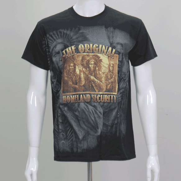 Hot Leathers GMS1460 Mens Original Homeland Security Native American Black T-Shirt for wholesale on Faire2