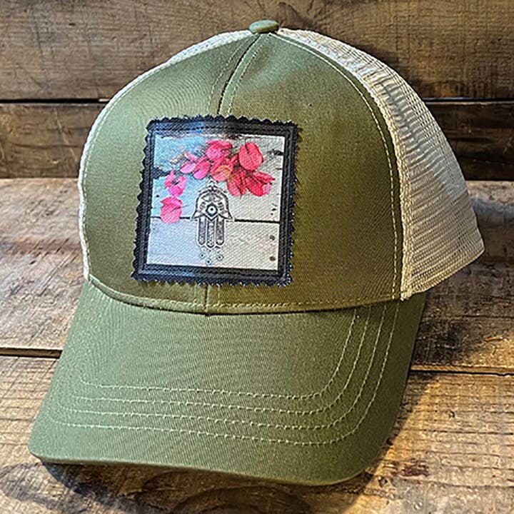 Hamsa Keep On Truckin' Organic Cotton Trucker Hat for wholesale by Dharma Love