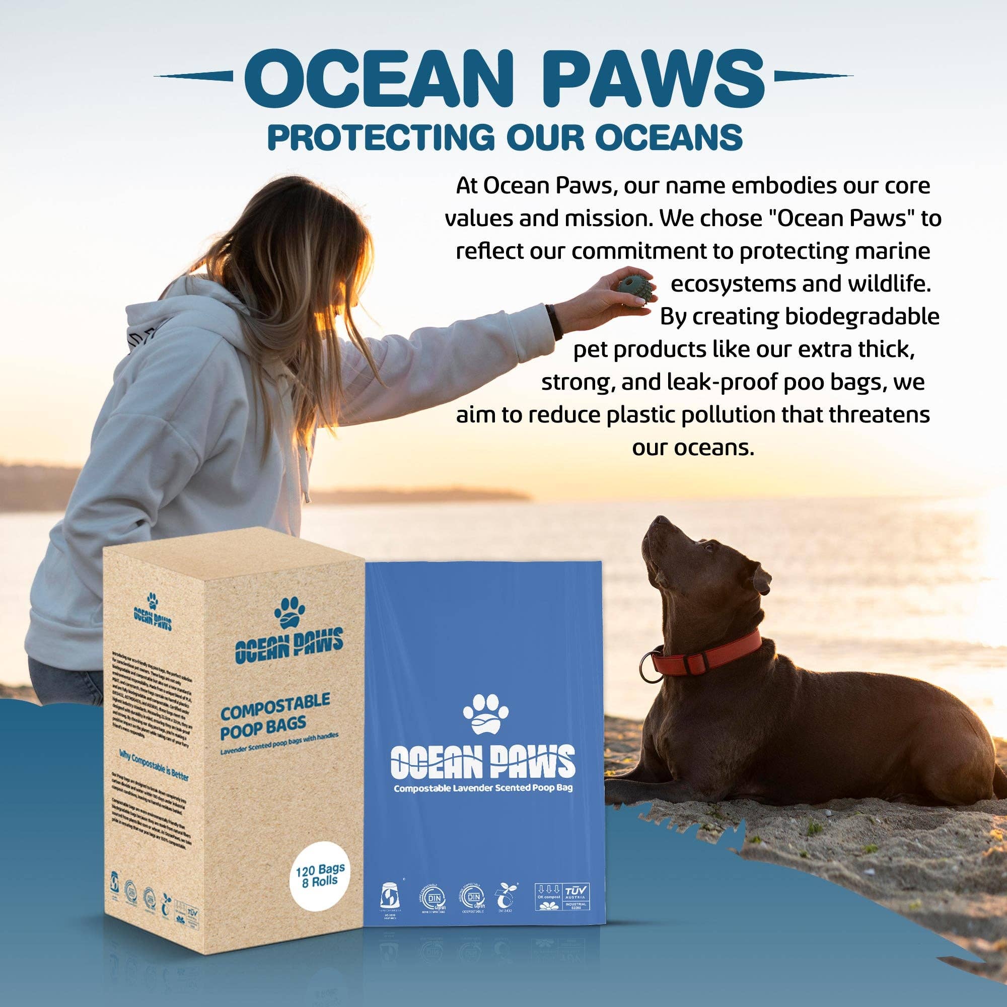 OurPetsLife – wholesale Pet poo bag – Compostable Dog Poo Bags 8 Rolls (120 bags)5