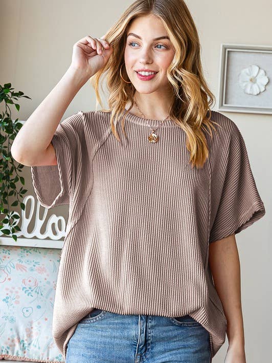 HEIMISH - Vendita all'ingrosso Tunica - Donna - TOP URBANO A COSTINE IN TINTA UNITA ET7518-104