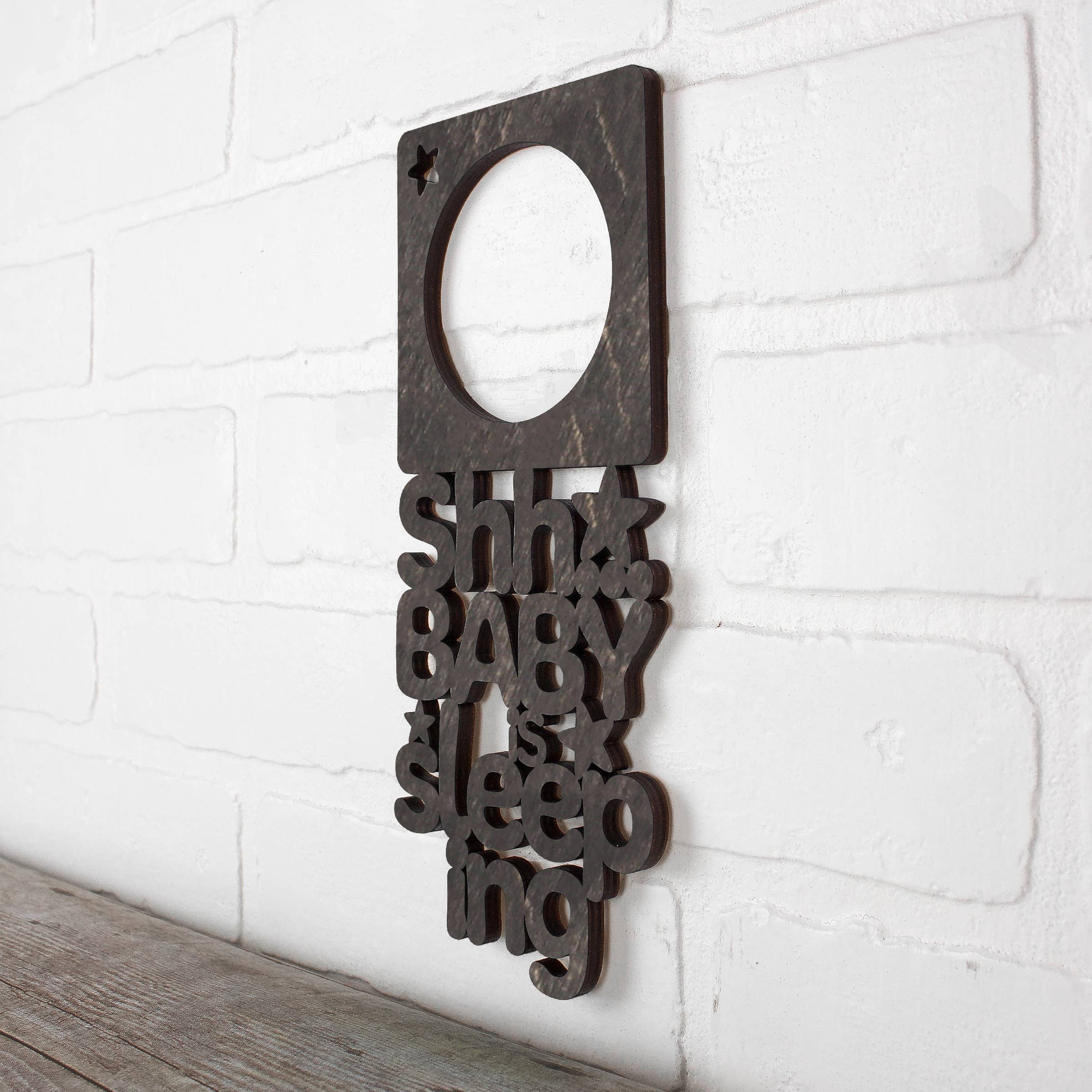 Spunky Fluff - Wholesale Wall Decor - Kids & Baby - Shhh... The Baby Is Sleeping Wood Nursery Door Hanger Sign14