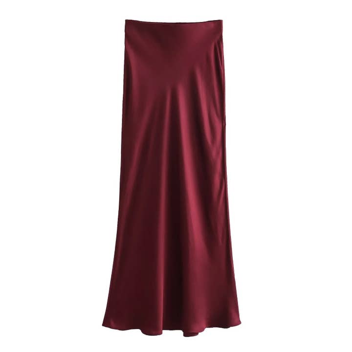 HIDDENBRAND - Wholesale Skirt - Women's - Office satin midi skirt 27 colors26