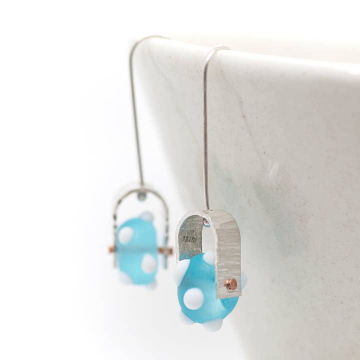 Dotted Glass Dangle Earrings for wholesale by MorphiArtForge