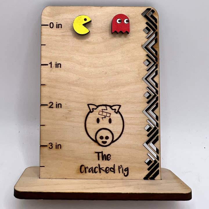 The Cracked Pig - Wholesale Stud/Post Earrings - Pac Man Studs | Stainless Steel Hardware0