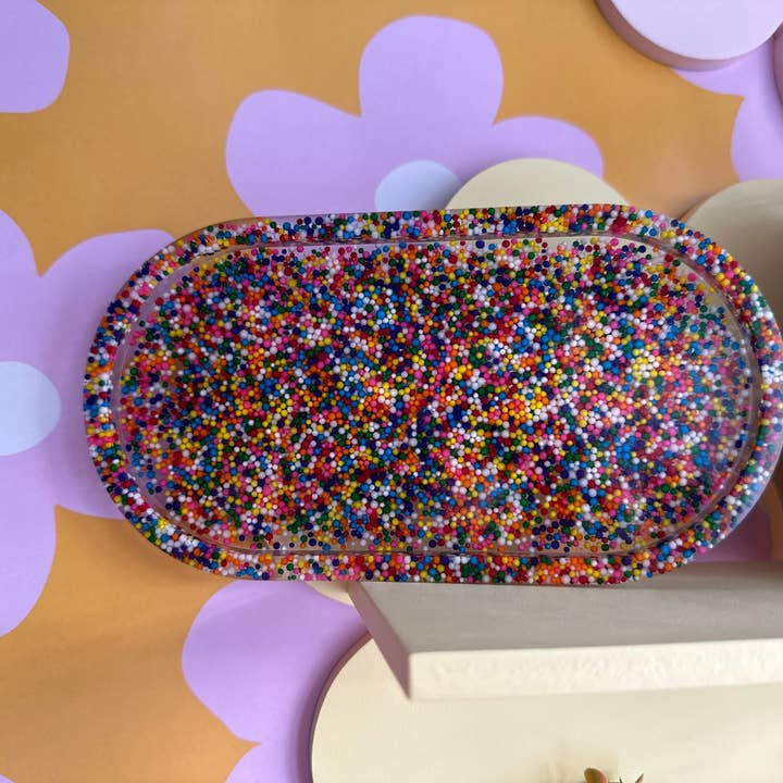 Lynartsy - Wholesale Decorative Tray - Sprinkle Tray Hand Poured Resin Tray With Sprinkles1