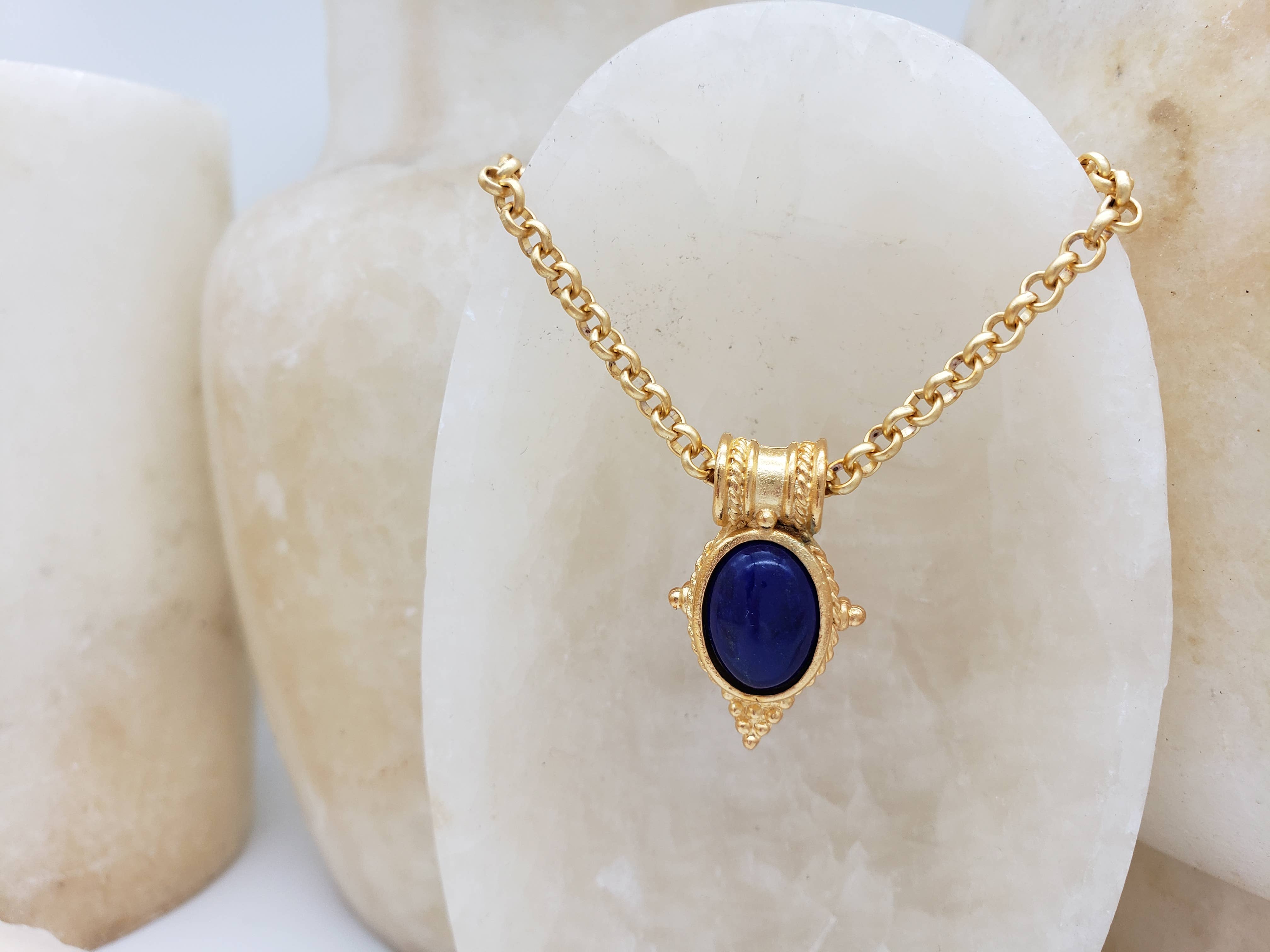 Discoveries, Inc. - Wholesale Pendant/Charm Necklace - Egyptian Revival Lapis Pendant Necklace4