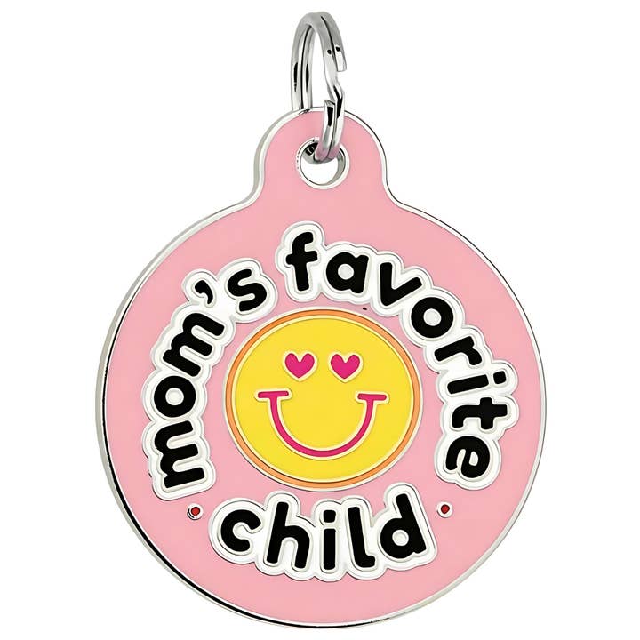 Enamel Dog Tag with Scannable ID - Mom's Fave Child *Pink for wholesale by Bad Tags