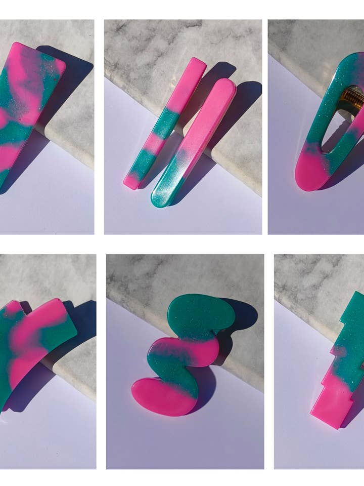 ⋒ RESIN HAIR CLIP PACK - BUBBLEGUM (12 ITEMS) ⋒ for wholesale by Gleebee