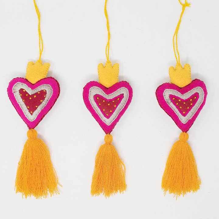 The Faria - Wholesale Purse/Bag Accessory - Women's - Mexican embroidered Heart tassel / heart with tassel 1
