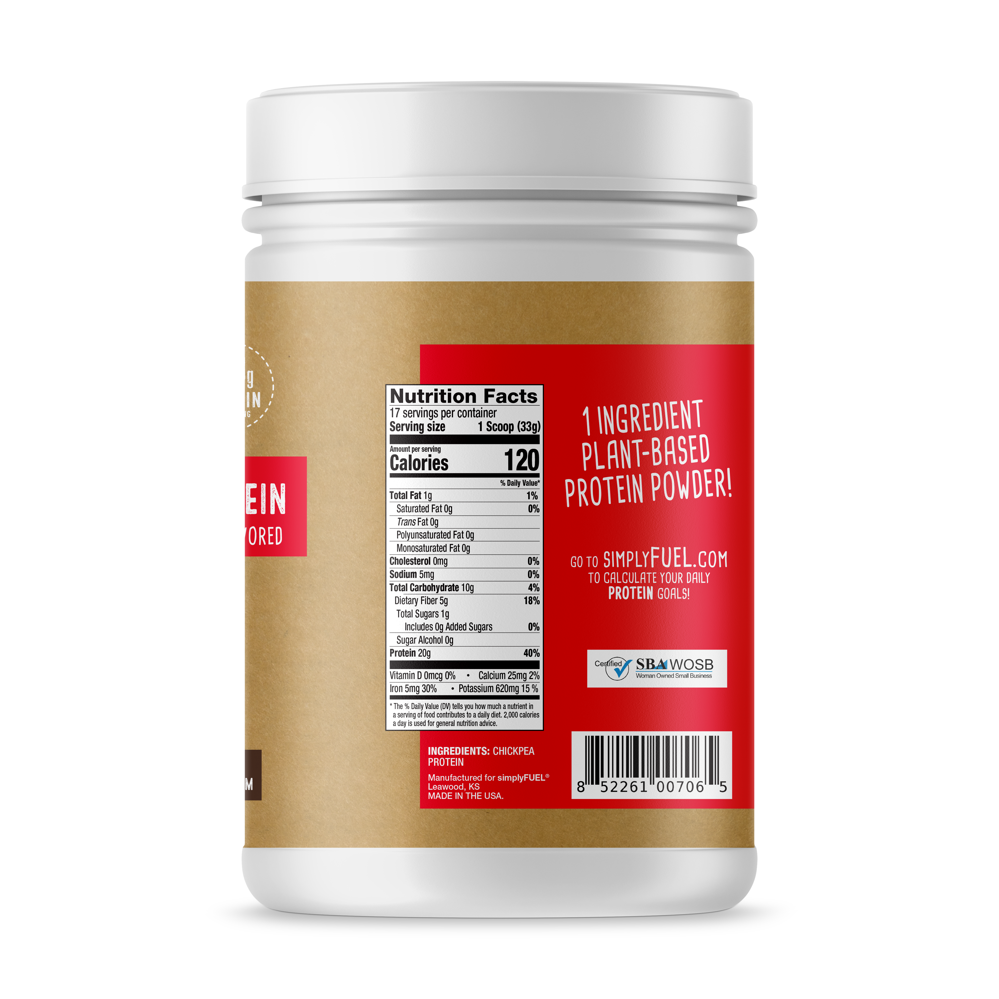 simplyFUEL - Wholesale Protein/Superfood Powder - 1-Ingredient Chickpea Protein Powder: 20g Protein!2