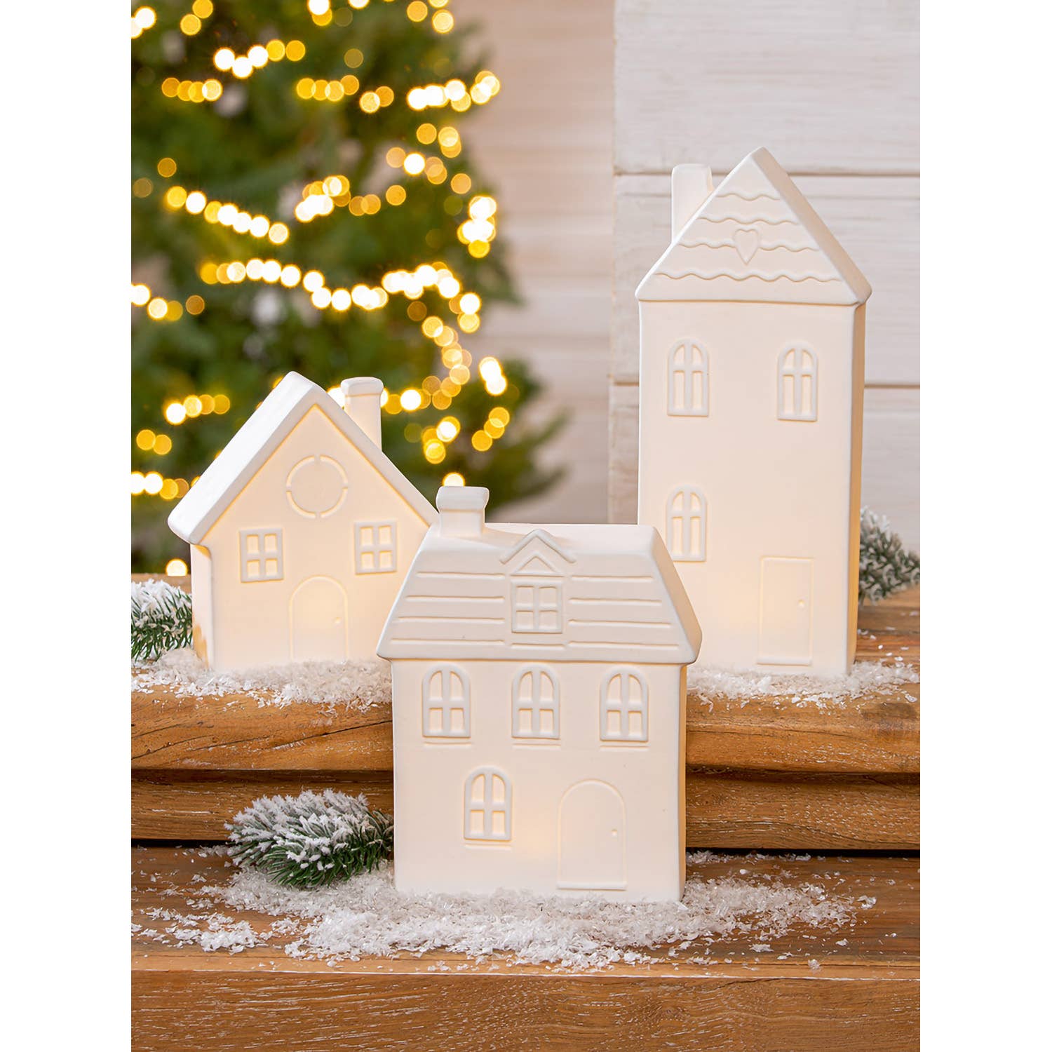 white Decorative object (LED) house Rotterdam, H.17 cm for wholesale on Faire1