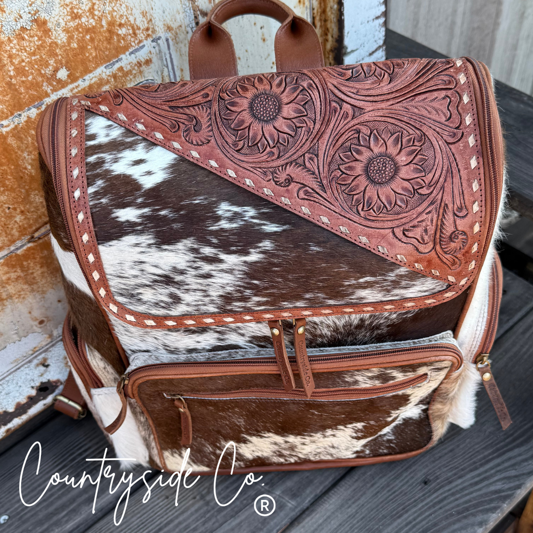 Texas Western Cowhide Bags and More – Großhandel Rucksack – Damen – Mesa Rindsleder Rucksack Laptop-Tasche, Reisetasche1