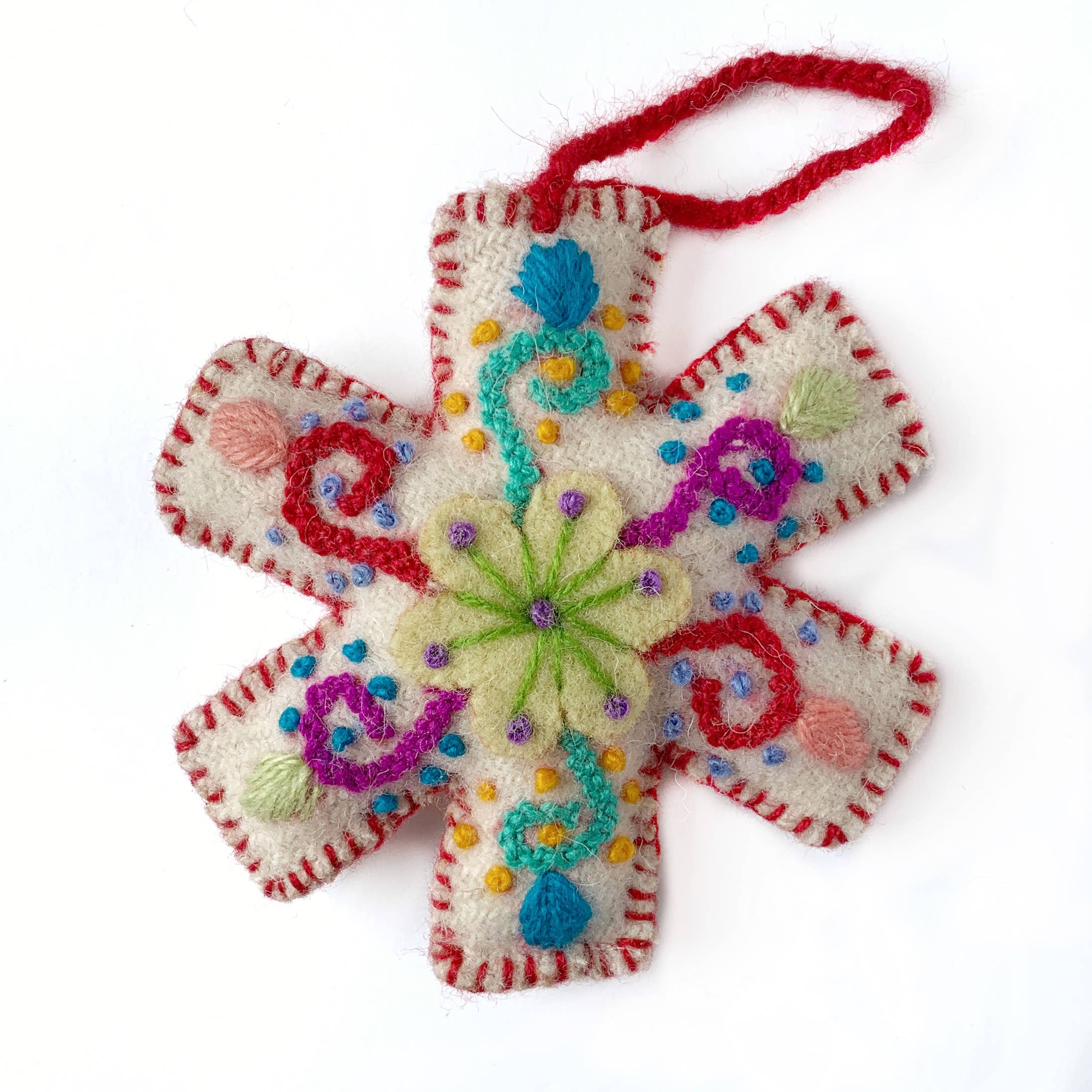 Ornaments 4 Orphans - Wholesale Ornament - White Snowflake Embroidered Christmas Ornament, Various Colors8