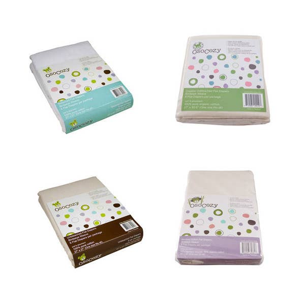 OsoCozy - Wholesale Diaper (Cloth) - Baby - OsoCozy Flat Diapers Birdseye Weave, 4 Varieties - 6 Packs