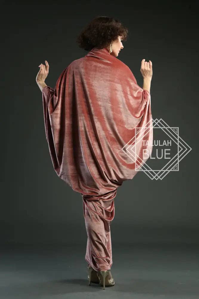 Talulah Blue - Wholesale Dress - Women's - 1920s Blush Velvet Great Gatsby Dress - Floor length flapper Cocoon Robe7