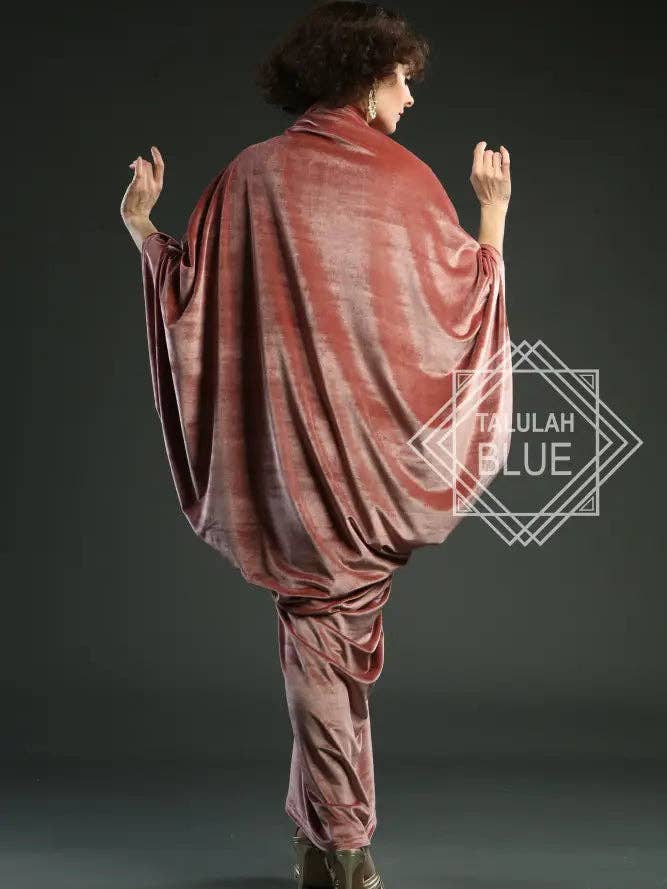 Talulah Blue - Wholesale Dress - Women's - 1920s Blush Velvet Great Gatsby Dress - Floor length flapper Cocoon Robe7