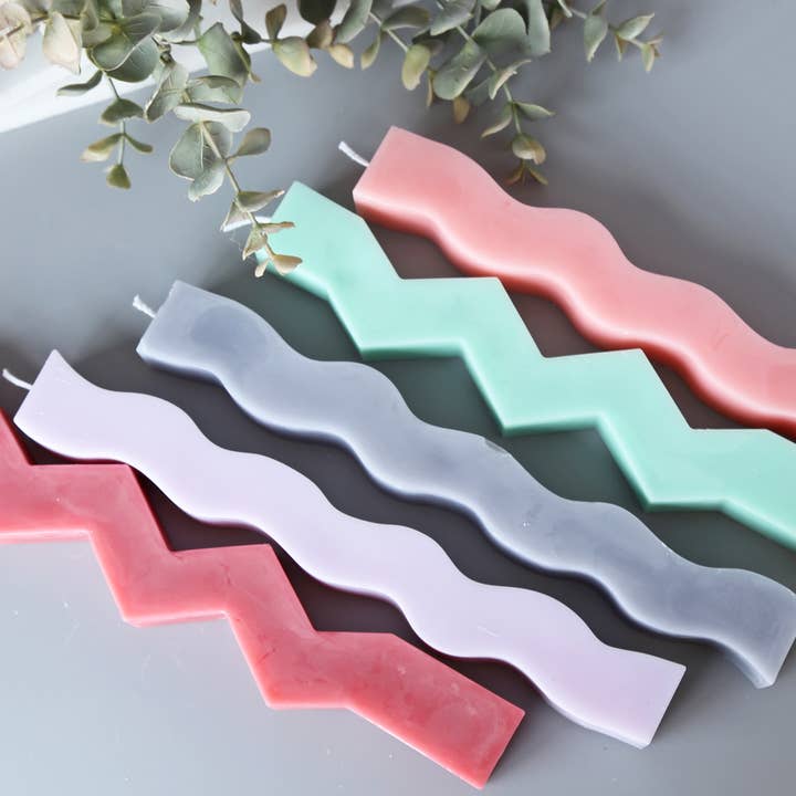 Acute Designs - Wholesale Pillar Candle - Geometric Pillar Candles - Wave and ZigZags, Candlesticks