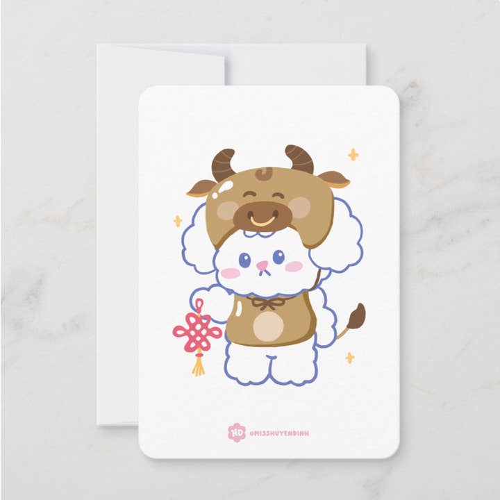 Ox Lunar Zodiac Bibo Mini Print for wholesale by Huyen Dinh