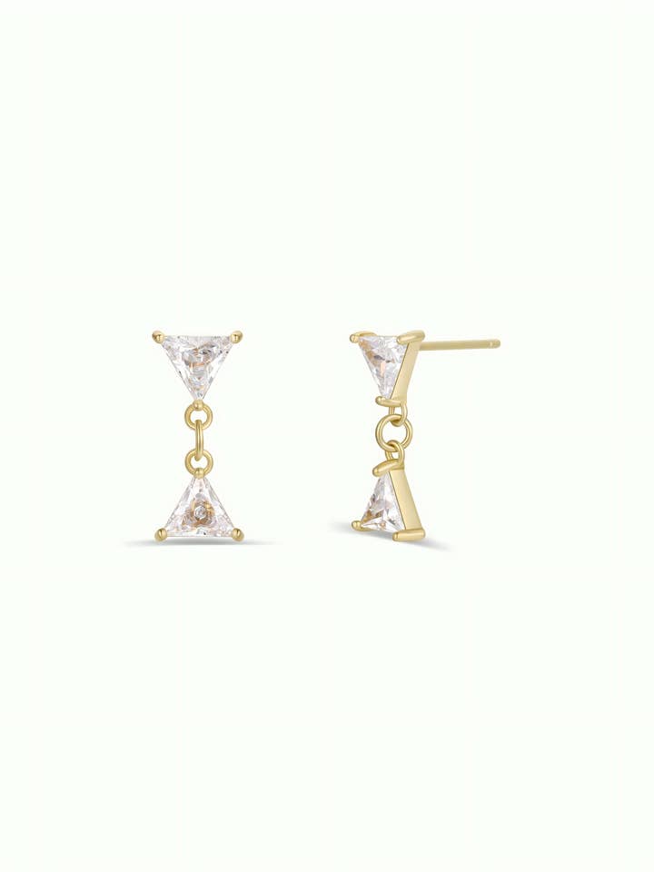 Dual Triangle Drop - Gold Earrings for wholesale by JaxKelly