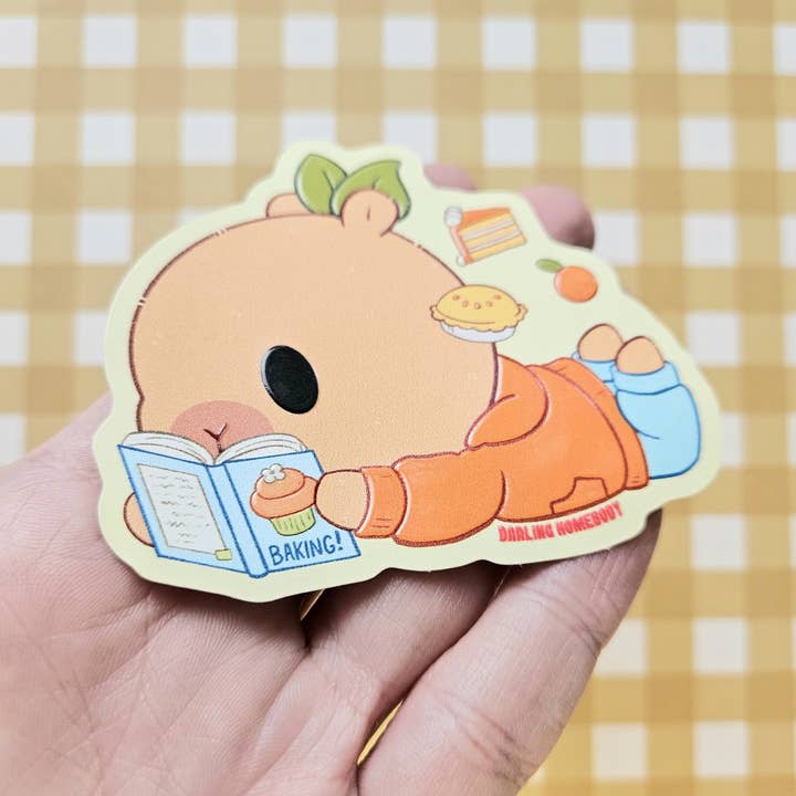 Darling Homebody - Wholesale Sticker - Capybara Reading 2024 Limited Edition Sticker. Raised Texture Effect.