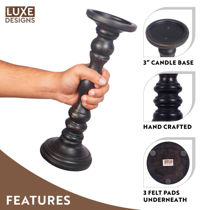 LuxeDesigns Co LLC - Wholesale Candle Holder - Wooden Candle Holders for Tall Pillar Candles Set of 34